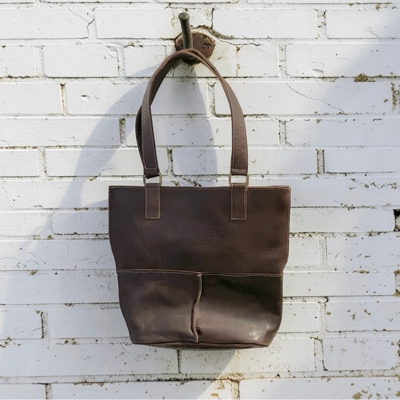 Handbags - Elegant Brown Leather Tote Bag